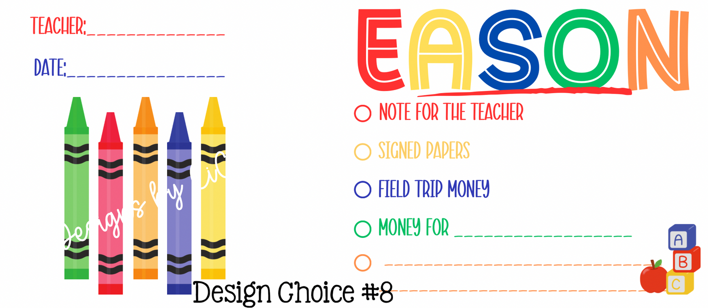 Personalized Back to School Envelopes