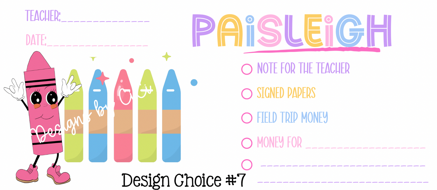 Personalized Back to School Envelopes