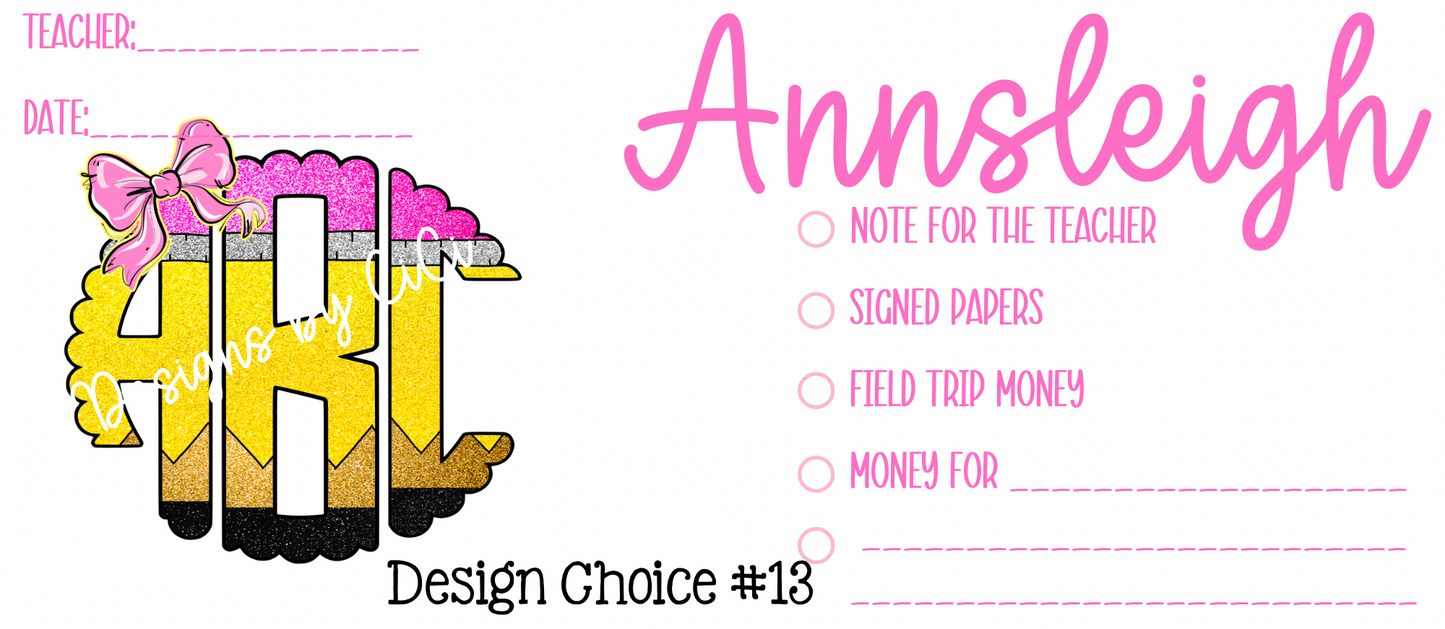 Personalized Back to School Envelopes