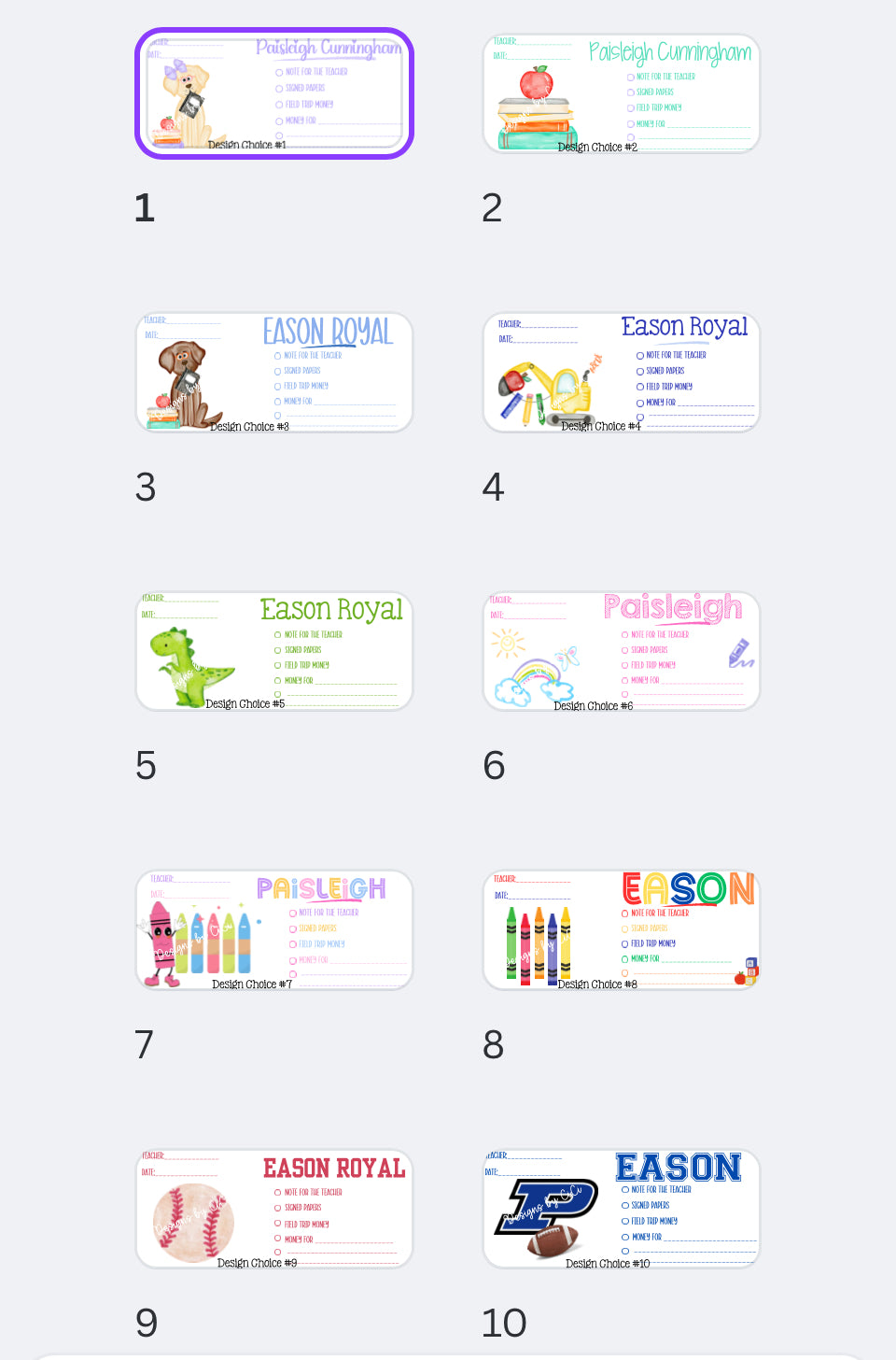 Personalized Back to School Envelopes
