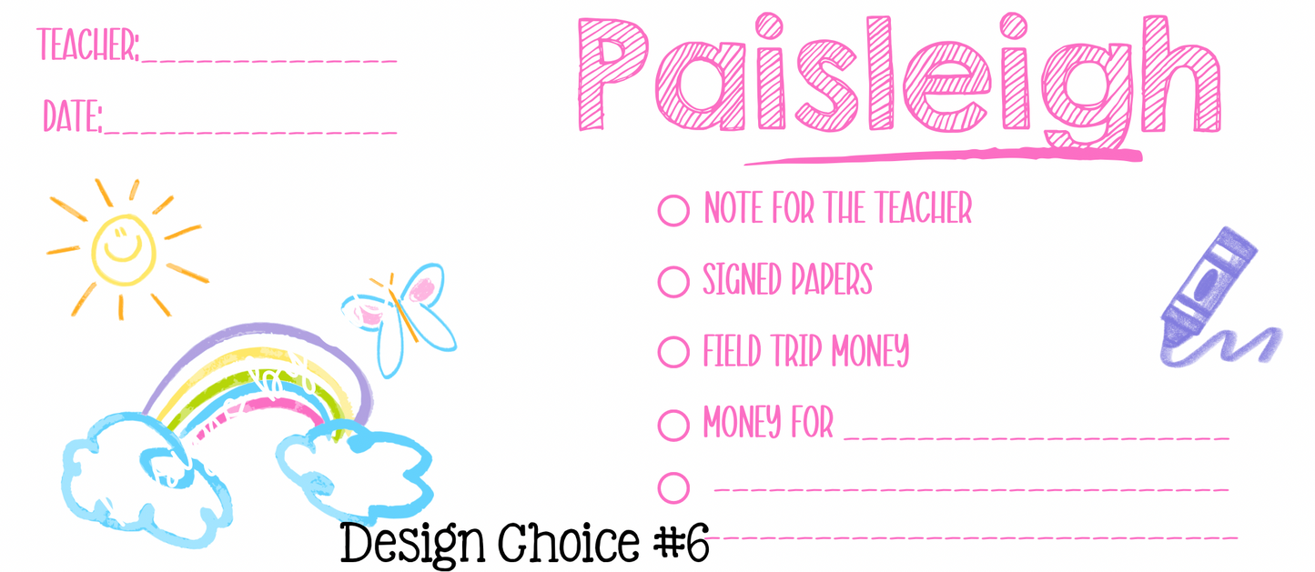 Personalized Back to School Envelopes