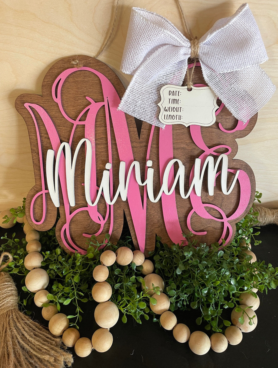 Monogram Baby Birth Stat Sign