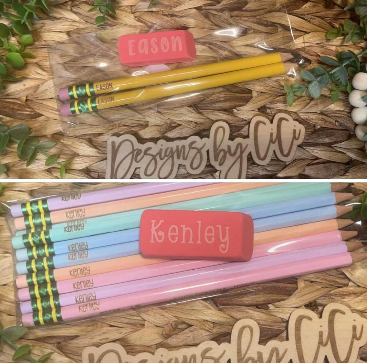 Personalized Pink Erasers