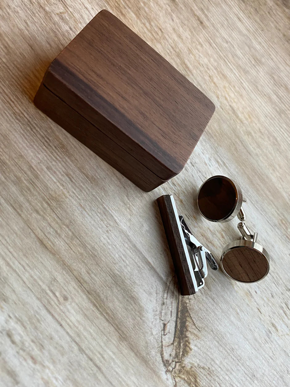 Personalized Cuff Links and Tie Clip