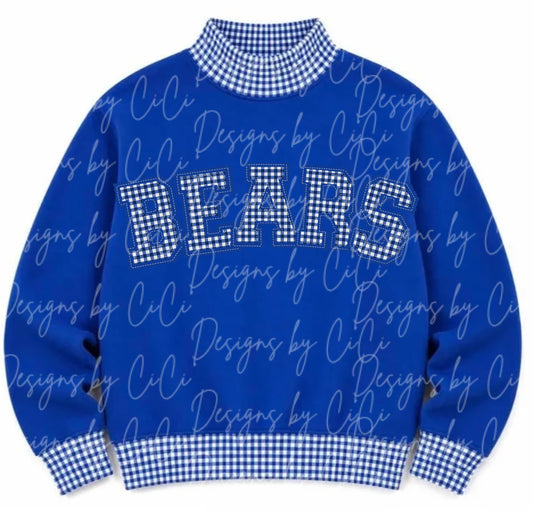 Pre-Order Adult Gingham Mock Neck Sweatshirt