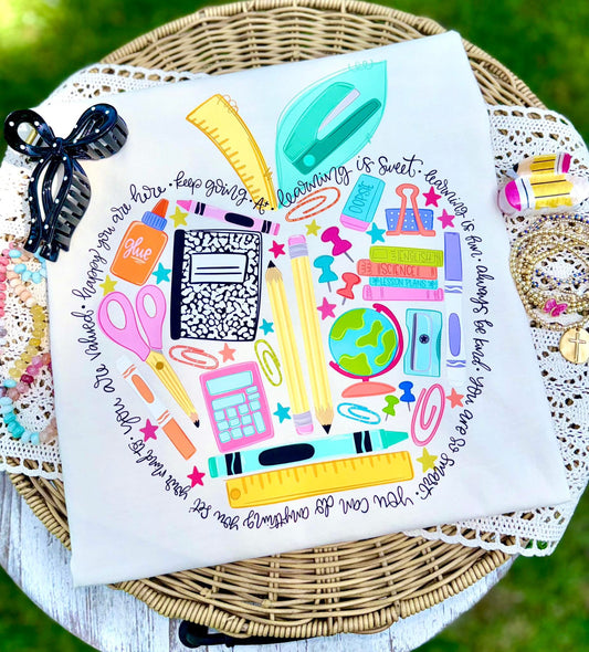 School Supply Heart T-shirt