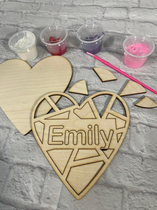 Personalized Valentine Heart Puzzle Paint Kit