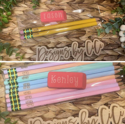 Personalized Pink Erasers