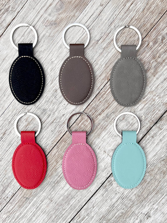 Oval Leatherette Keychain