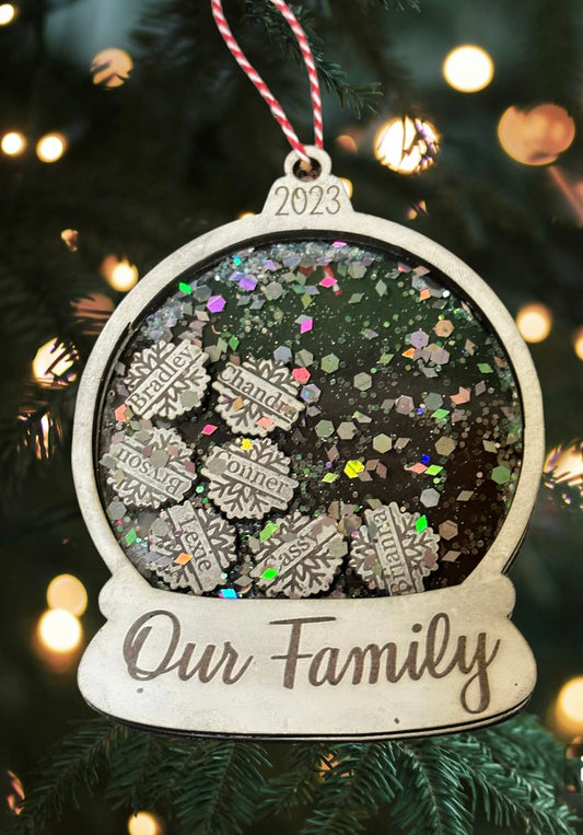 Family Snowglobe Glitter Shaker Ornament