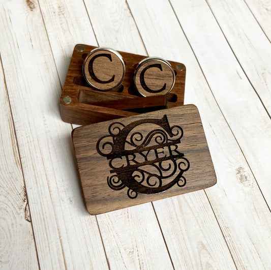Personalized Cuff Links and Tie Clip